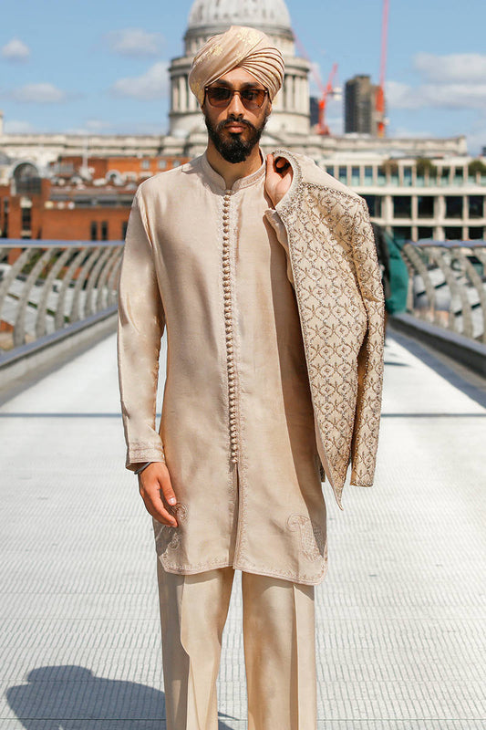 Mohsin Naveed Ranjha Gold Prince Coat (GSK-668)