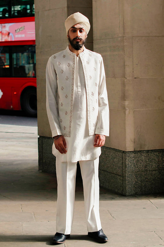 Mohsin Naveed Ranjha White Waistcoat Suit (GW-562)