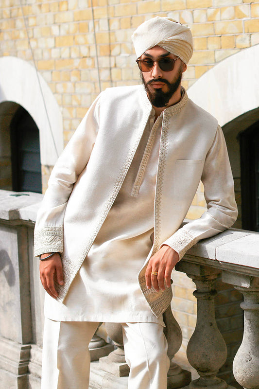 Mohsin Naveed Ranjha White Waistcoat Suit (GML-176-A)