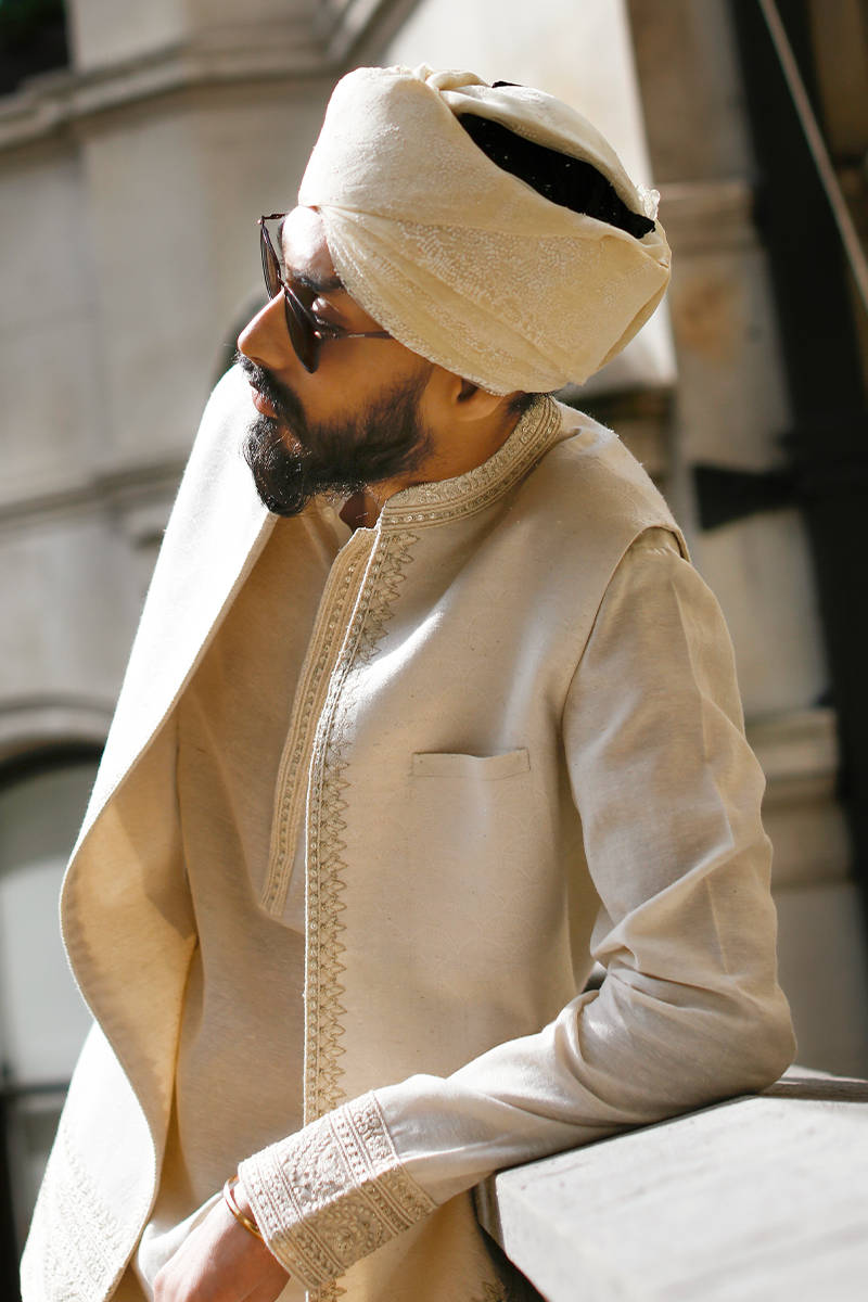 Mohsin Naveed Ranjha White Waistcoat Suit (GML-176-A)