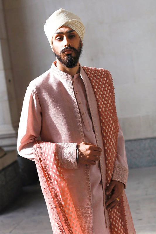 Mohsin Naveed Ranjha Pink Waistcoat Suit (GML-176-B)