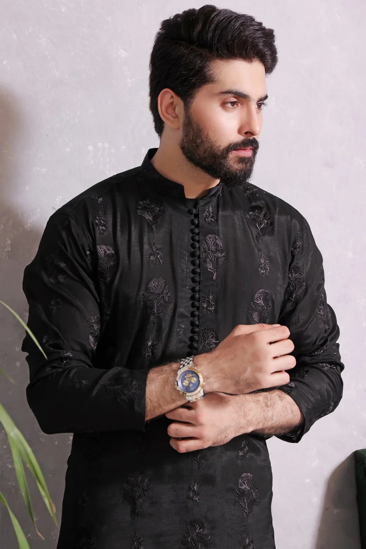 TGM Bone Black Kurta Pyjama