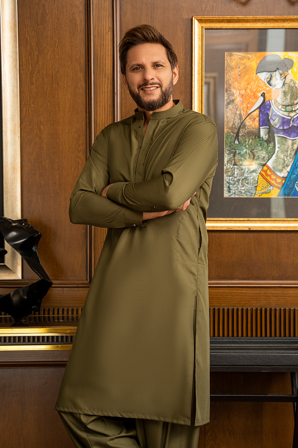 Olive Green Limited Edition Kameez Shalwar