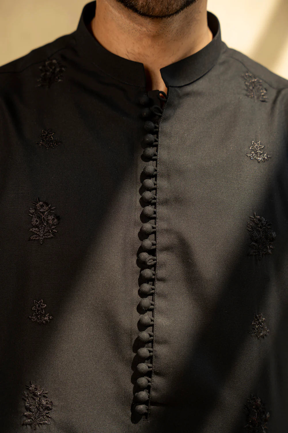 Shahid Afridi Black Embroidered Kurta Pyjama