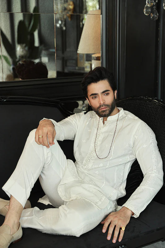 Amirkhan Couture Off White Kurta Pyjama SM-001