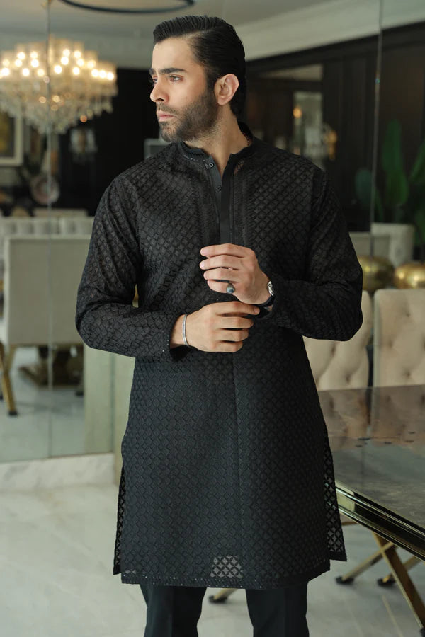 Amirkhan Couture Black Kurta Pyjama SM-004