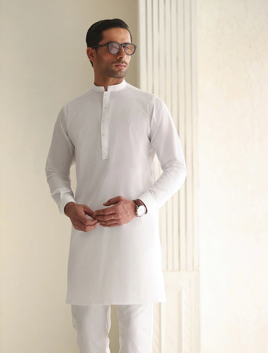 Ismail Farid White Kurta Pyjama (DKRT115)