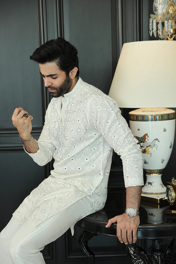 Amirkhan Couture Off White Kurta Pyjama SM-002