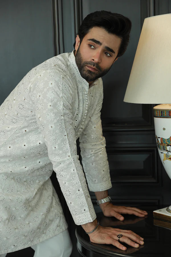 Amirkhan Couture Off White Kurta Pyjama SM-002