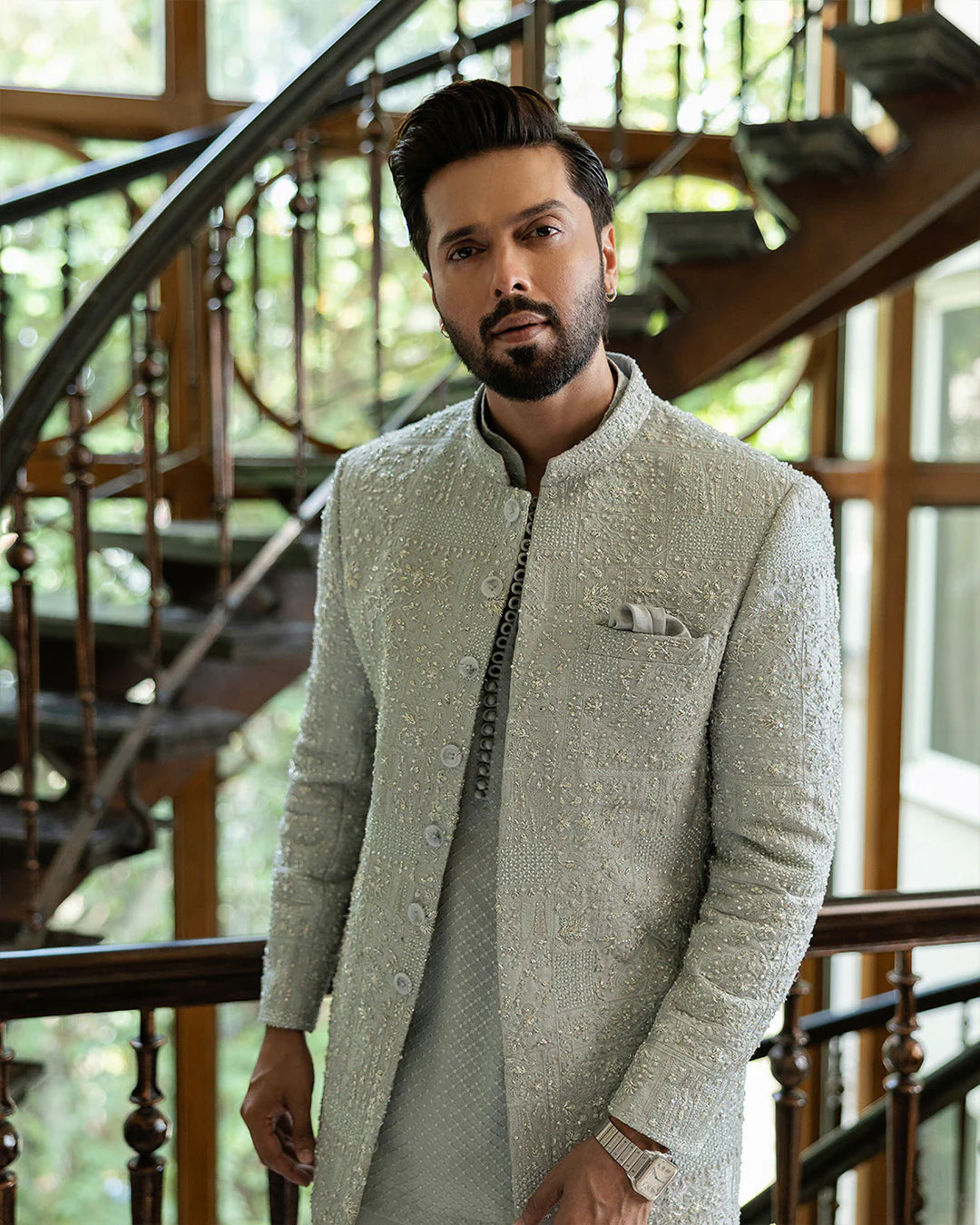 Faiza Saqlain Wayez Short Sherwani