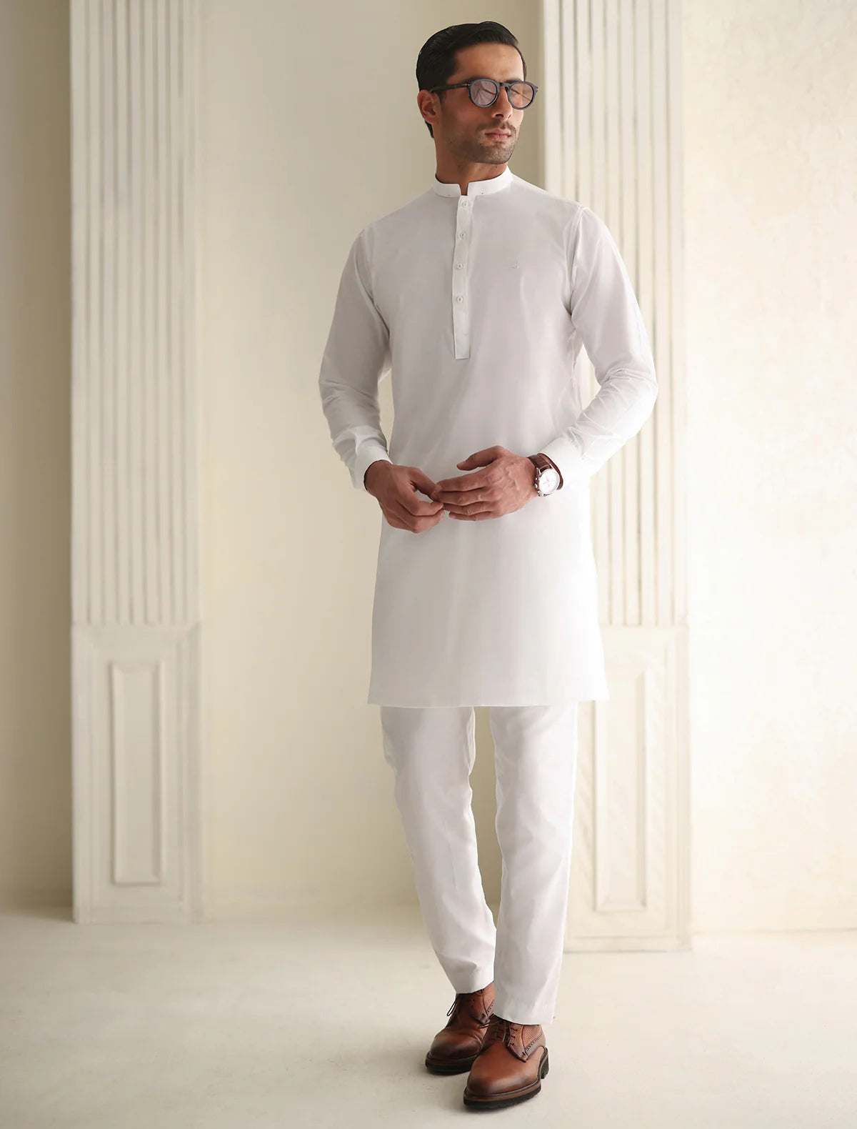 Ismail Farid White Kurta Pyjama (DKRT115)