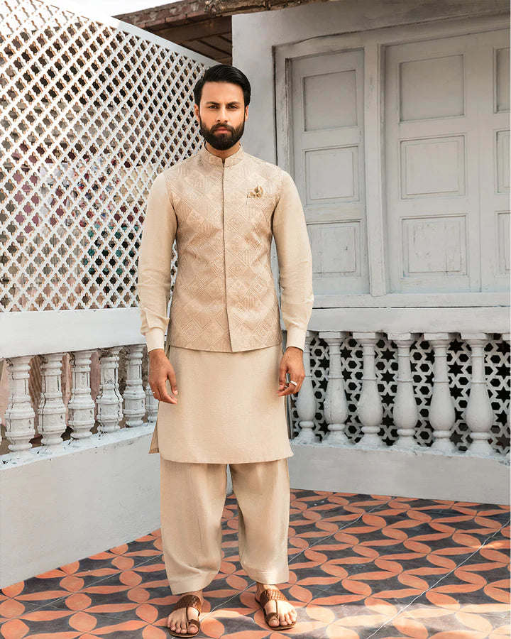 Faiza Saqlain Hamit Waiscoat Suit