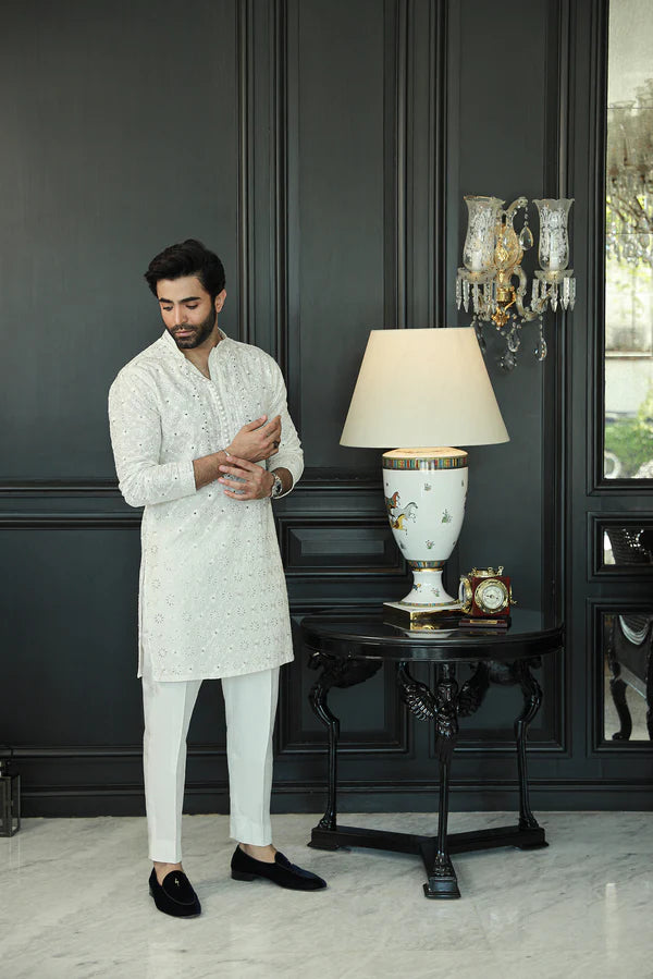 Amirkhan Couture Off White Kurta Pyjama SM-002