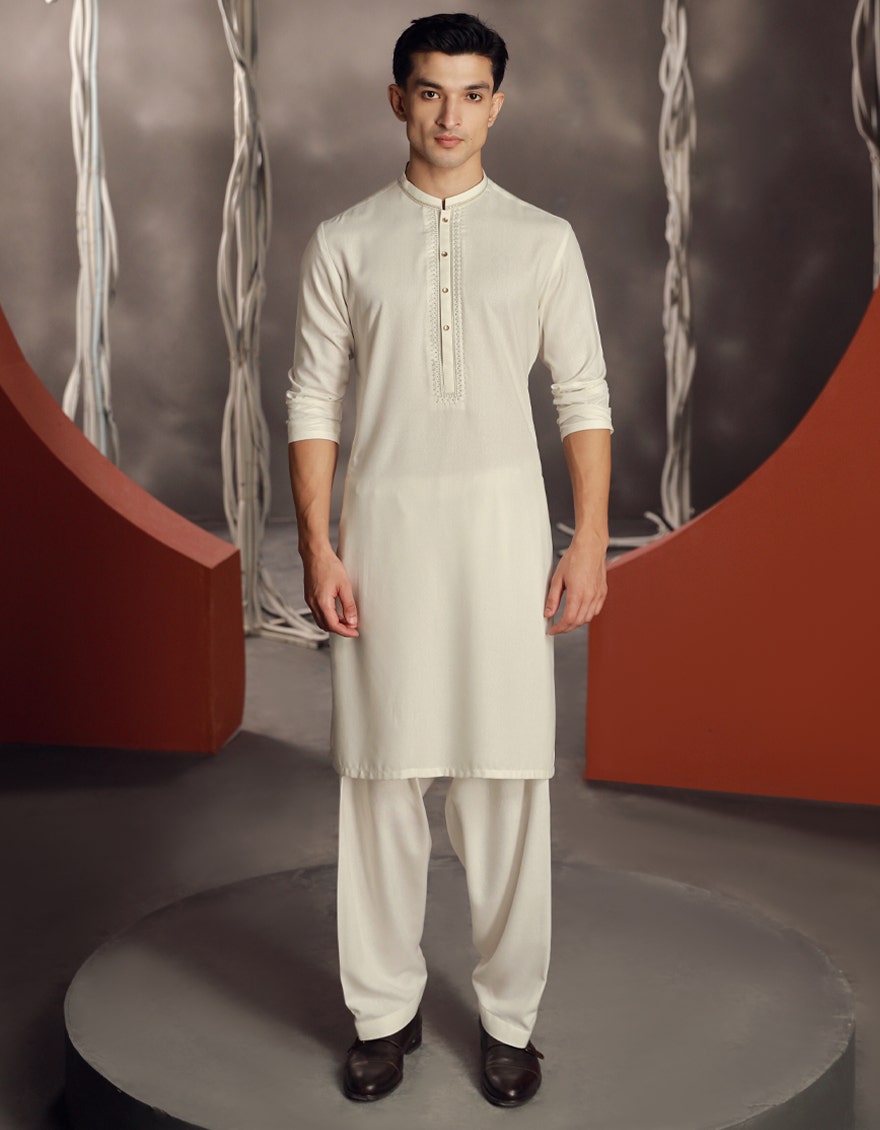 White Embroidered Kameez Shalwar