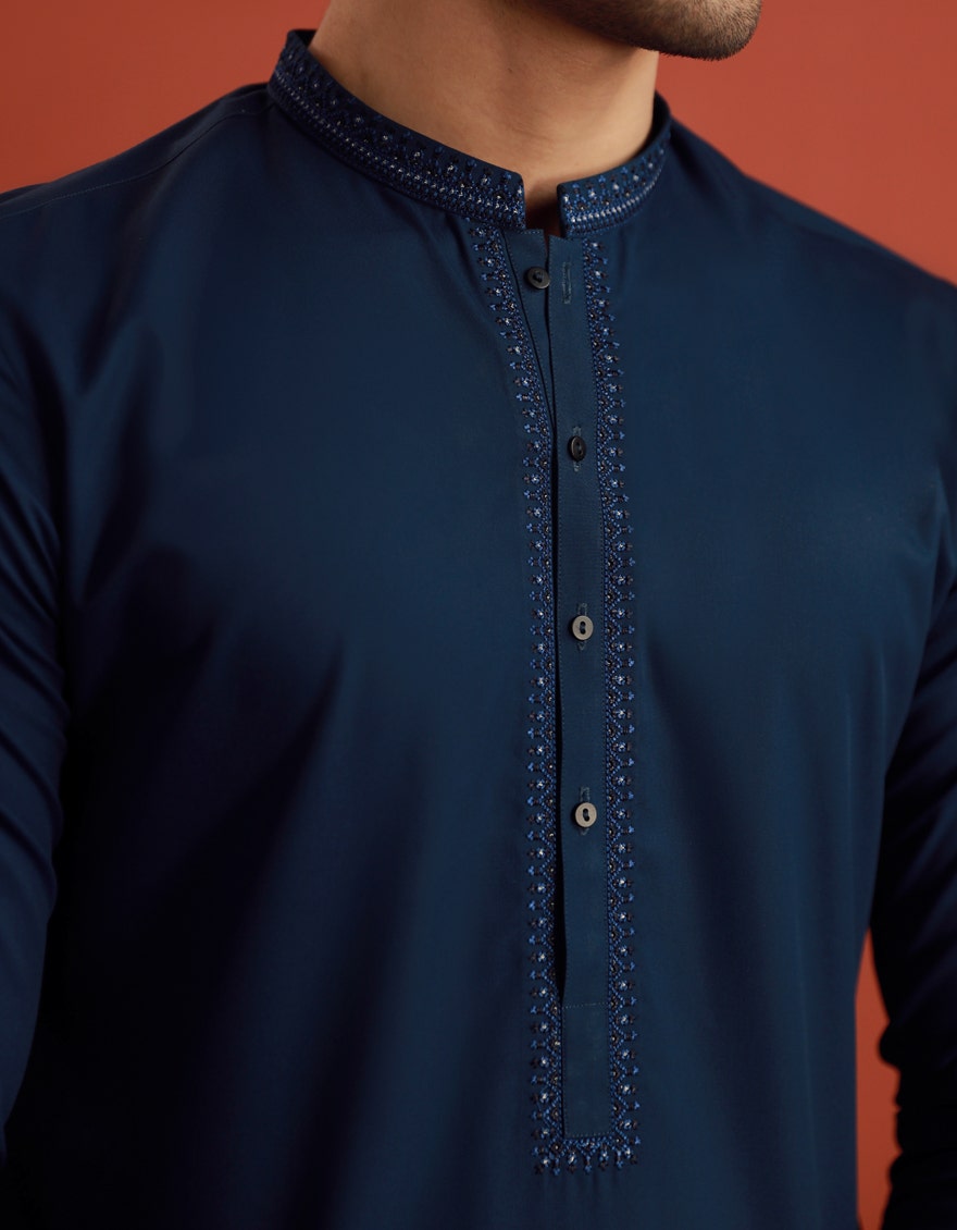 Blue Embroidered Kameez Shalwar