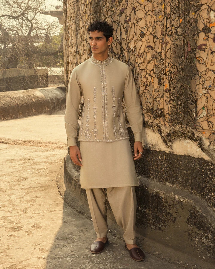 Faiza Saqlain Delawar Waiscoat Suit