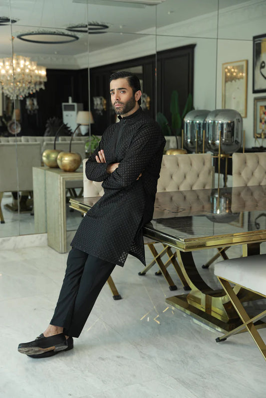 Amirkhan Couture Black Kurta Pyjama SM-004