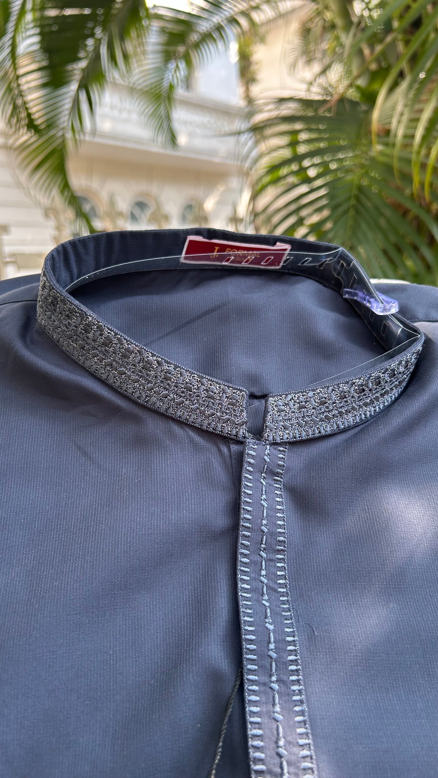 Grey Embroidered Kurta Pyjama