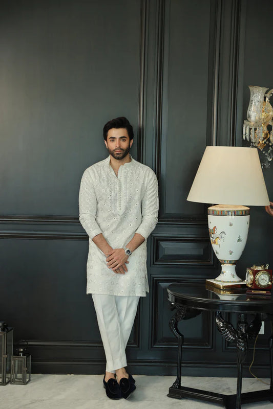 Amirkhan Couture Off White Kurta Pyjama SM-002