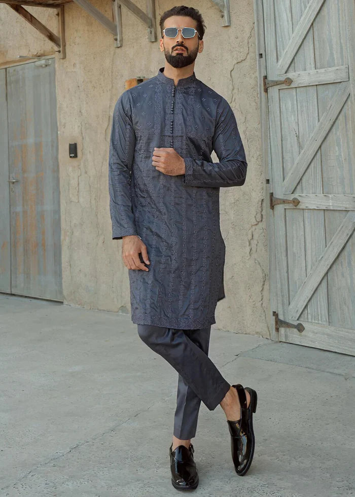 Fais Couture Men On Grey Kurta Pyjama