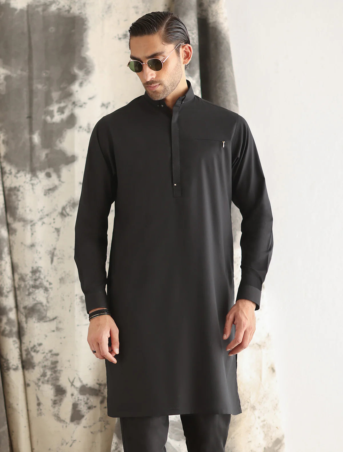 Ismail Farid Premium Black Kurta Pyjama (DKRT120)