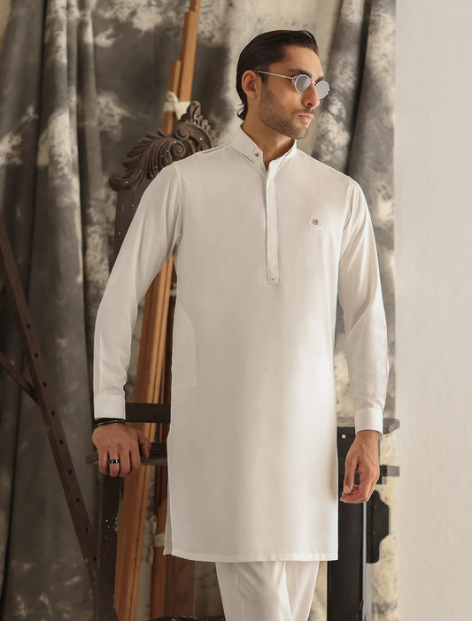 Ismail Farid Off White Luxury Kurta Pyjama (DKRT122)