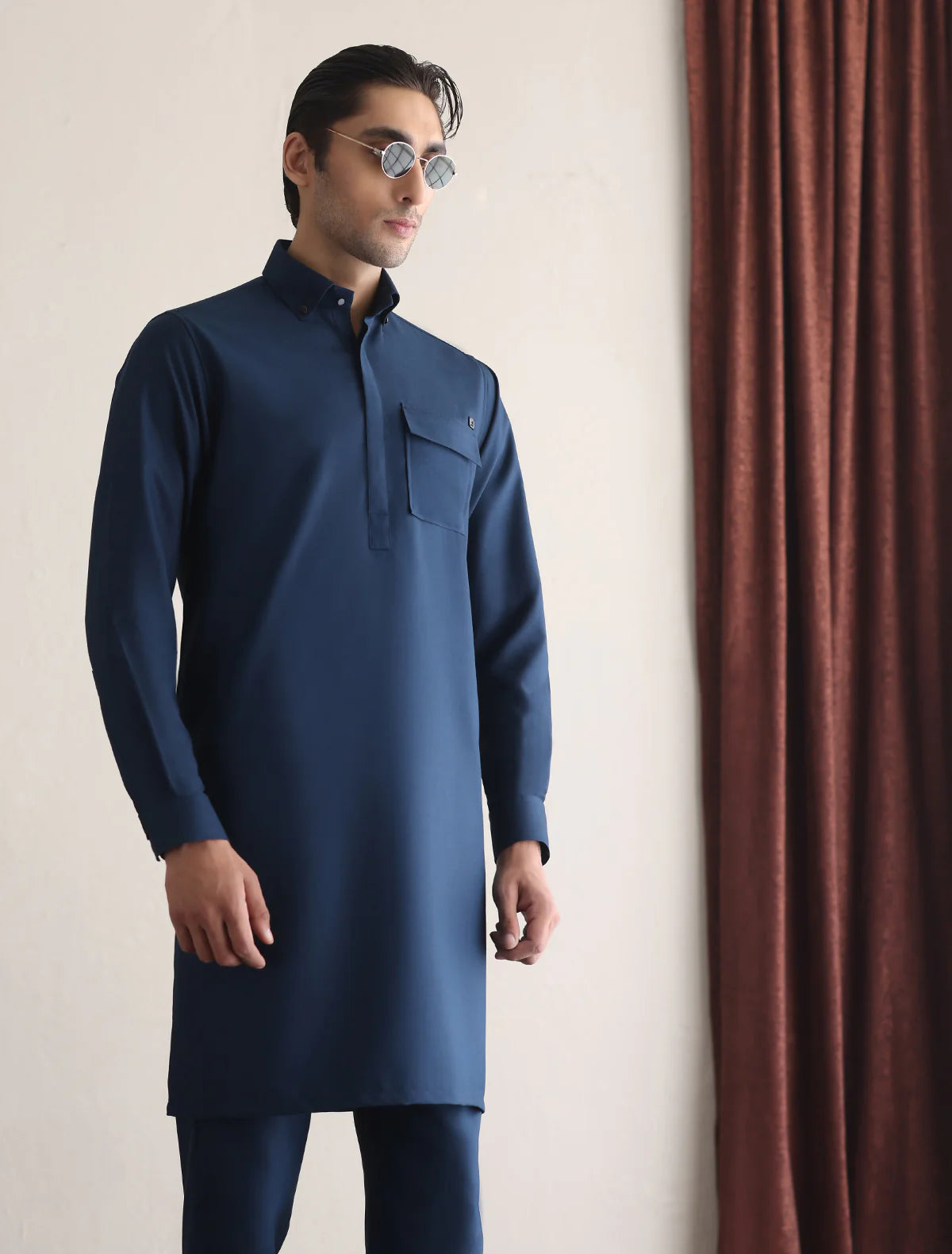 Ismail Farid Blue Kurta Pyjama (DKRT124)