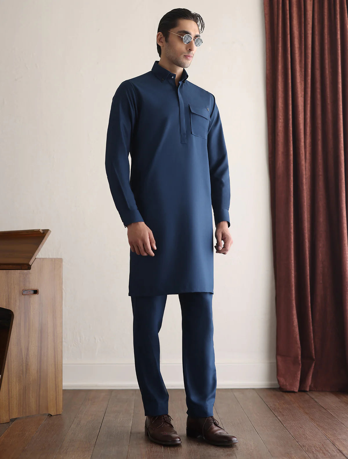 Ismail Farid Blue Kurta Pyjama (DKRT124)