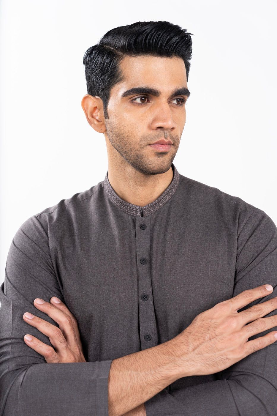 Brown Embroidered Kurta Pyjama