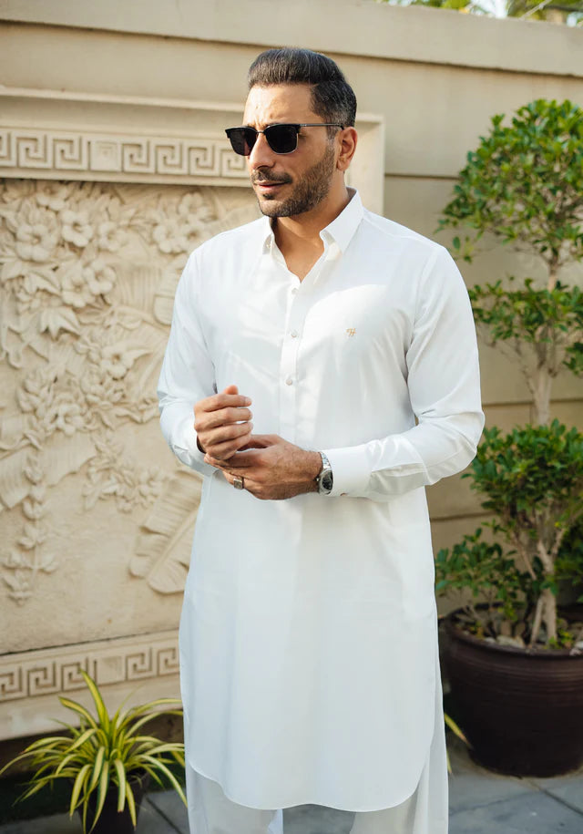 Humayun Alamgir Off White Wash & Wear Kameez Shalwar