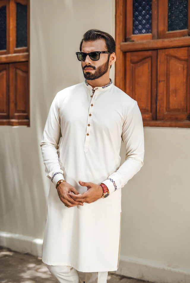 Humayun Alamgir Cream Boski Kurta Pyjama