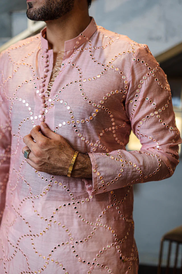 Humayun Alamgir Embossed Mirror Design Kurta Pyjama