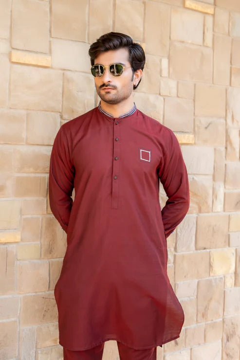 Snug Maroon Polo Kurta Trouser