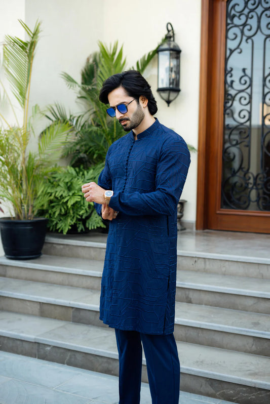 Humayun Alamgir Damask Kurta Pyjama (4 Colors)