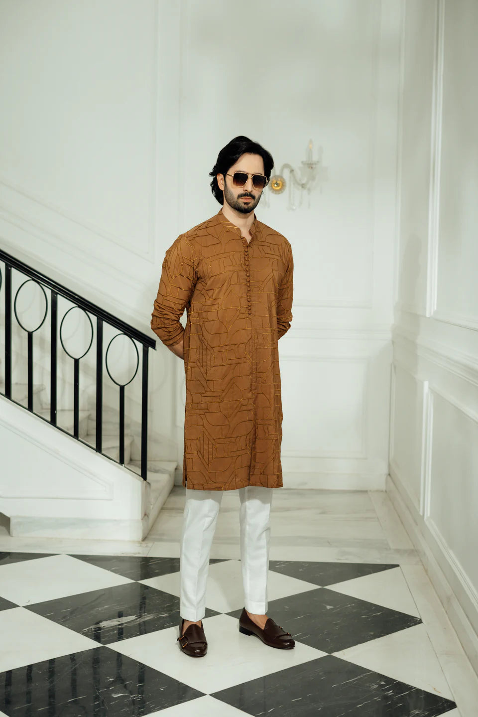 Humayun Alamgir Damask Kurta Pyjama (4 Colors)