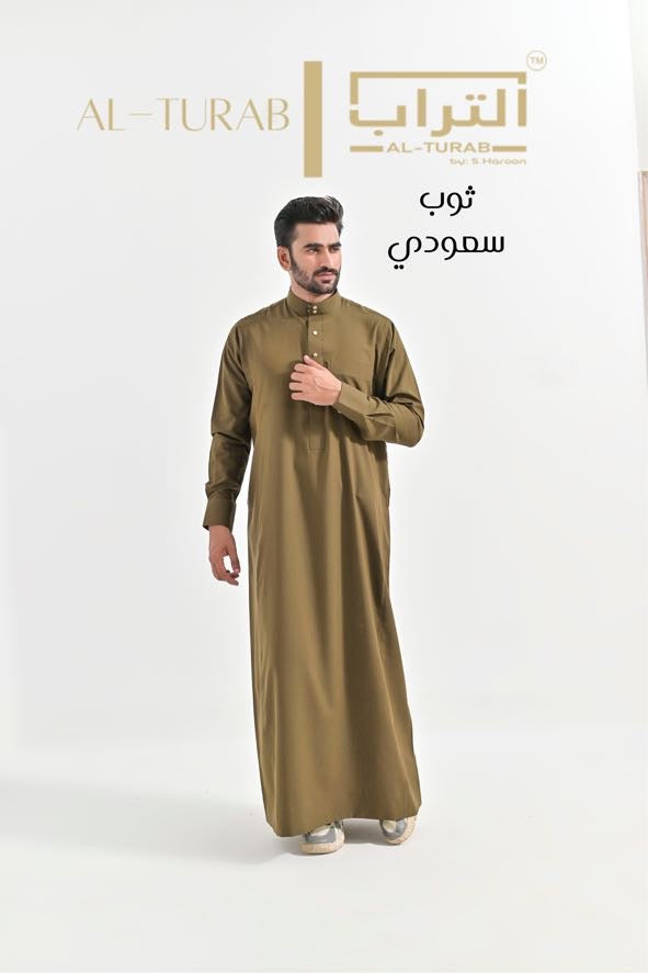 Al Turab Saudi Olive Green Thobe S1026