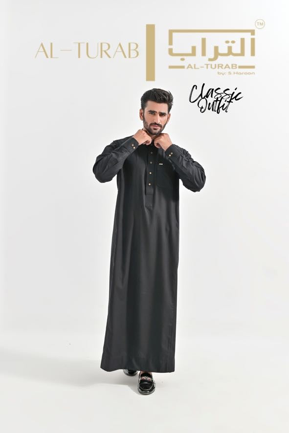 Al Turab Charcoal Black Thobe S1011