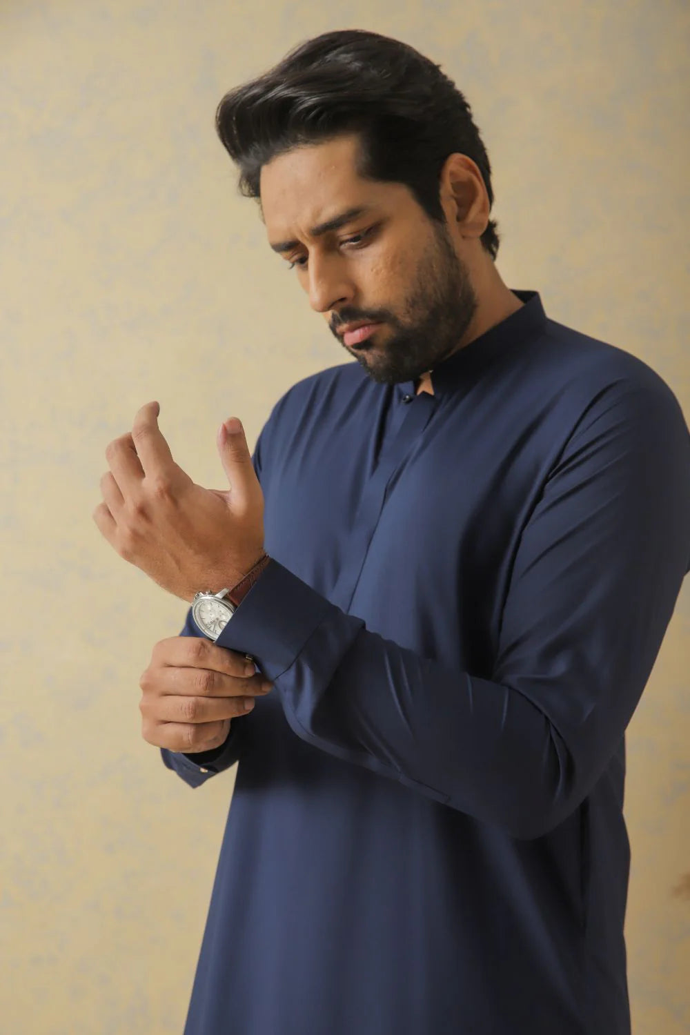 Shahid Afridi Navy Blue Kameez Shalwar