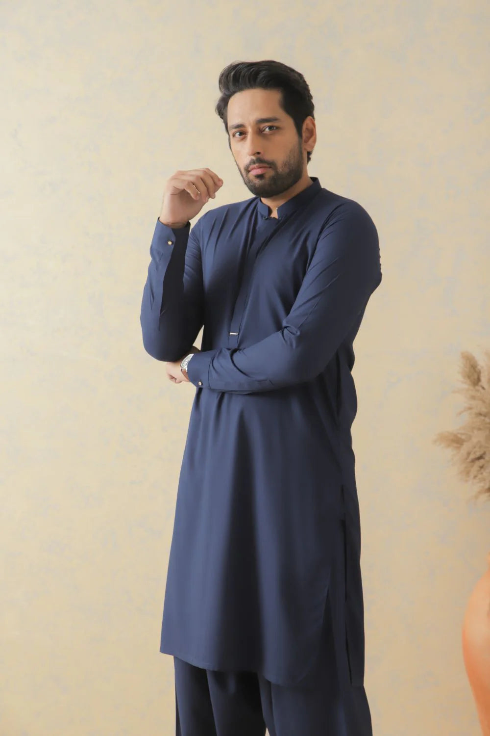 Shahid Afridi Navy Blue Kameez Shalwar