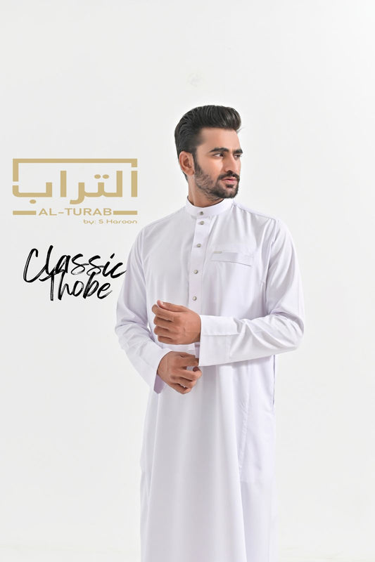 Al Turab Saudi Classic White Thobe S1032