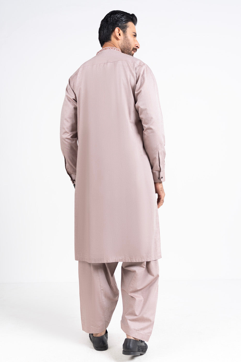 Brown Embroidered Kameez Shalwar