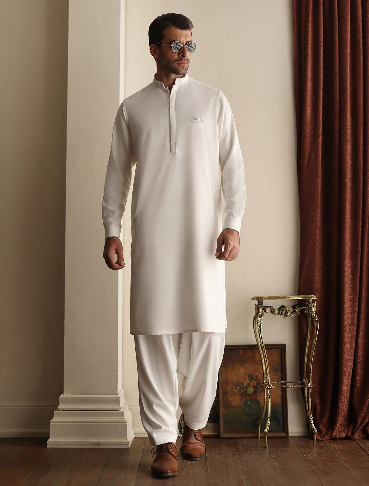 Ismail Farid Off White Kameez Shalwar (SHK2447)