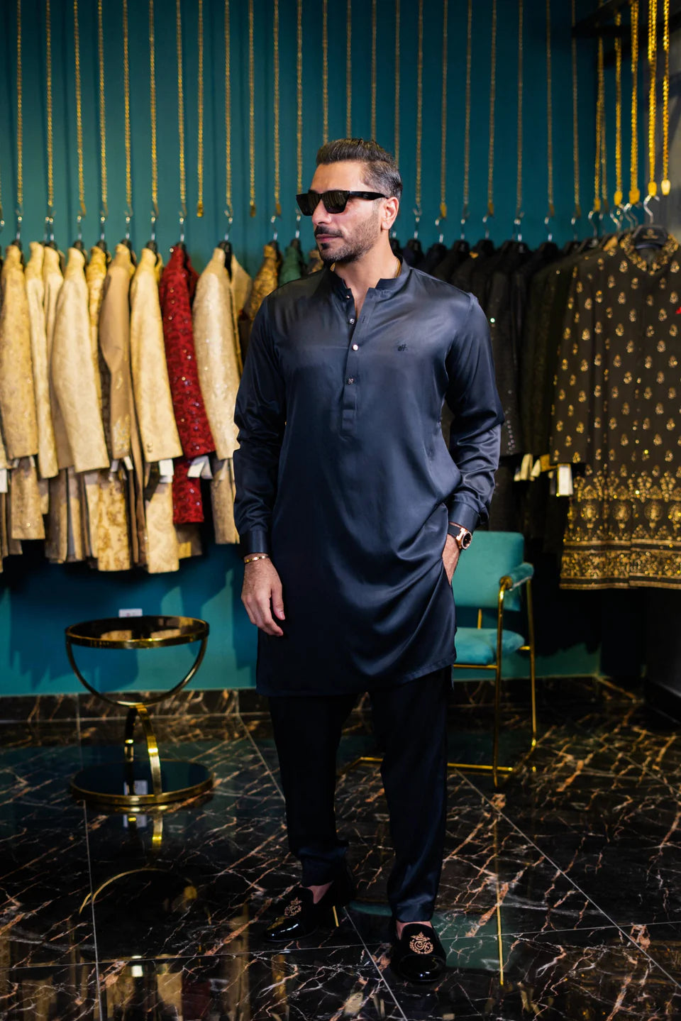 Humayun Alamgir Grey Boski Kurta Pyjama