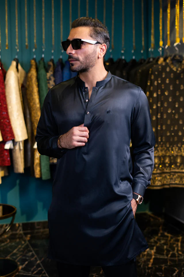 Humayun Alamgir Grey Boski Kurta Pyjama