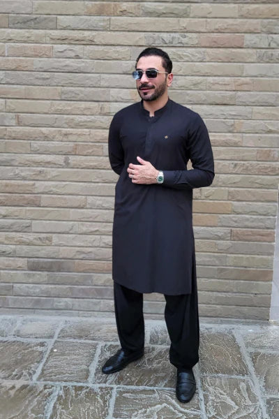 Humayun Alamgir Black Wash & Wear Kurta Shalwar