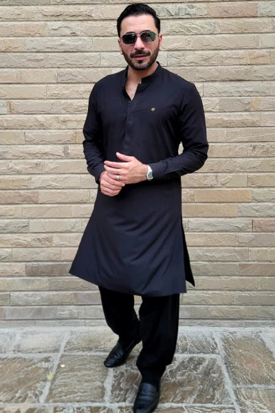 Humayun Alamgir Black Wash & Wear Kurta Shalwar