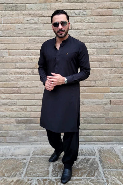 Humayun Alamgir Black Wash & Wear Kurta Shalwar