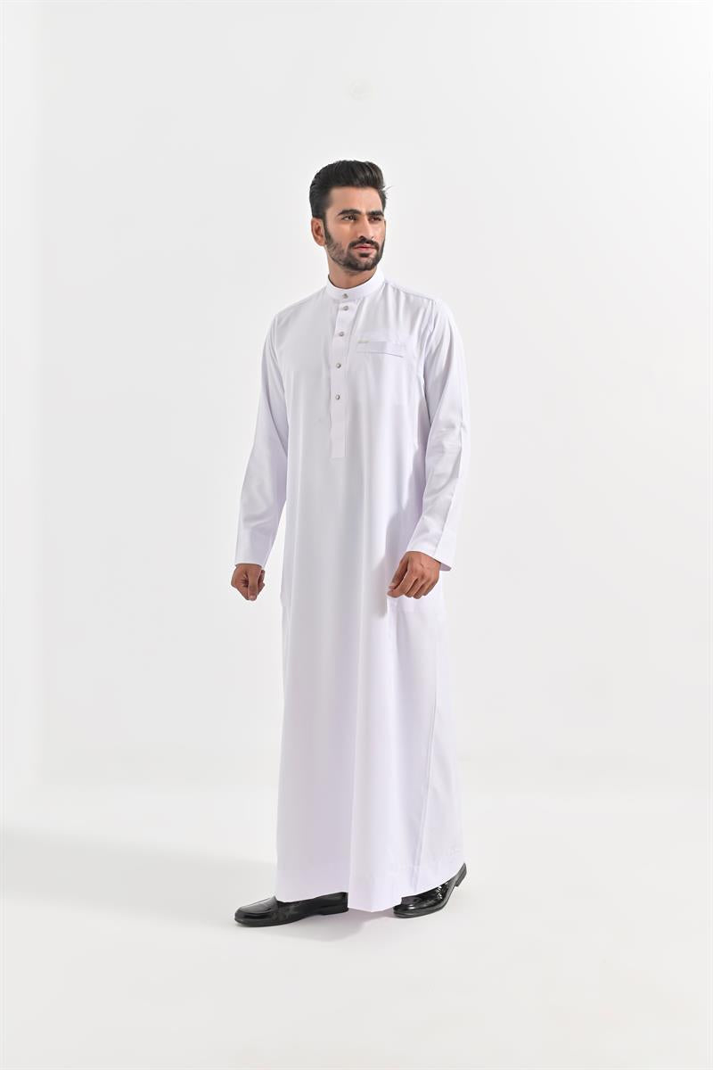 Al Turab Saudi Classic White Thobe S1032