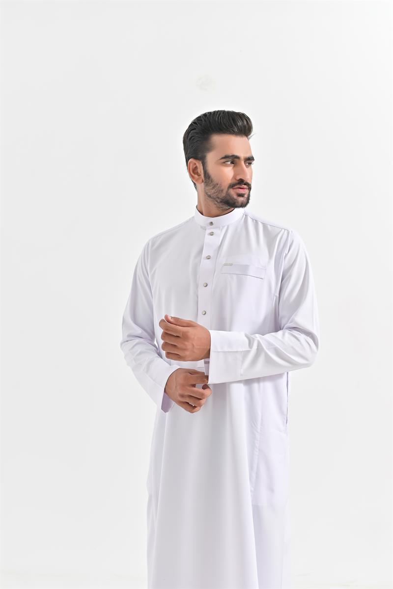 Al Turab Saudi Classic White Thobe S1032