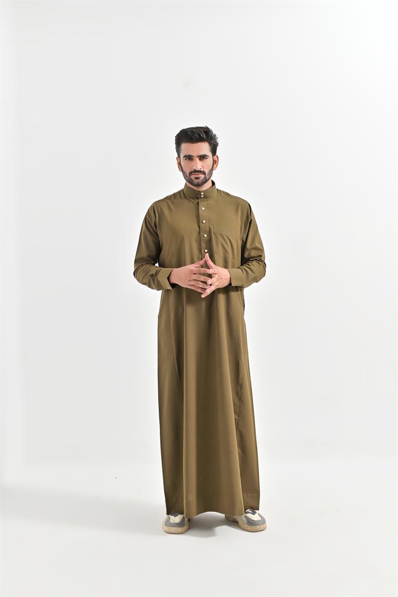 Al Turab Saudi Olive Green Thobe S1026